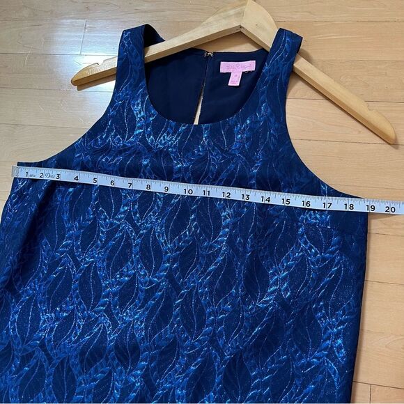 Lilly Pulitzer Marquette Shift Dress In True Navy Silk Leaf Jacquard M NWOT - Picture 14 of 14